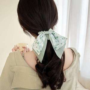 Coleteros de Cinta Floral de Alta Calidad para Mujer, Lazos de Pelo de Seda Satinada, Venta Caliente Transfronteriza, Accesorios para el Cabello con Lazo para Cola de Caballo - Product Image 3