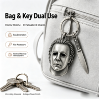 Porte-clés Masque d'horreur d'Halloween, Pendentif Parodie Cartoon, Accessoires pour Sac à Dos d'Étudiant, Cadeaux de Fête