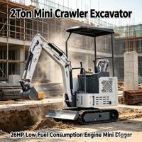 Livraison Gratuite Mini-Excavatrice sur Chenilles 1 Tonne, Moteur 26 CV à Faible Consommation de Carburant, Mini-Pelle pour Travaux de Terrassement Légers Multi-Scénarios