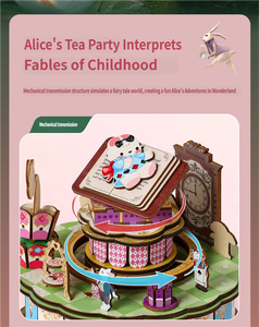 Boîte à musique Château de Alice au Pays des Merveilles DIY en bois, puzzle rotatif magique, cadeau de collection, jouet décoratif - Product Image 6