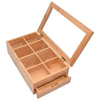 Boîte de rangement pour huiles essentielles en bambou naturel avec couvercle en verre et tiroir pour le stockage d'aromathérapie