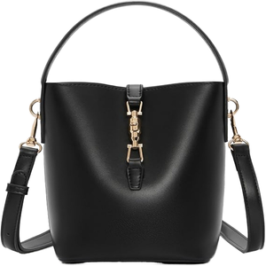 Sacs cabas pour femmes en cuir véritable avec design seau et fermeture à glissière - Product Image 2