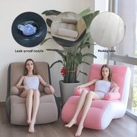 Canapé gonflable floqué en PVC écologique pour la maison, chaise à bascule en forme de S, légère (1,8 kg), pour l'extérieur, la chambre, le camping, la détente