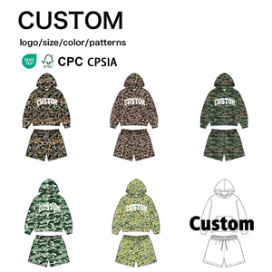 2026 New Girls Camouflage Hoodie Set Breathable <b>Sweatshirt</b> Shorts Outfit American Standard Size Bulk Supply - Product Image 1