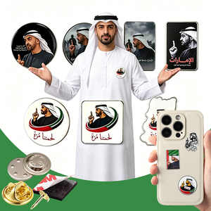 Livraison Express Émirats Arabes Unis : Badges et autocollants pour téléphone, épingles imprimées Sheikh Mohamed <span class=keywords><strong>Bin</strong></span> Zayed pour souvenirs patriotiques des Émirats Arabes Unis pour la Journée Nationale - Product Image 3