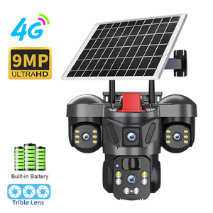 מצלמת אבטחה חיצונית אלחוטית CE V380 Pro 4k סולארית PTZ 4G עם 3 עדשות, מעקב אחר בני אדם מבוסס בינה מלאכותית, לבית ולגינה - Product Image 1