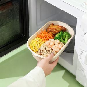 Caja de Almuerzo Biodegradable de Bagazo de Caña de Azúcar con Logotipo Personalizado, Contenedor Desechable para Alimentos para Comedor de Empresa - Product Image 1