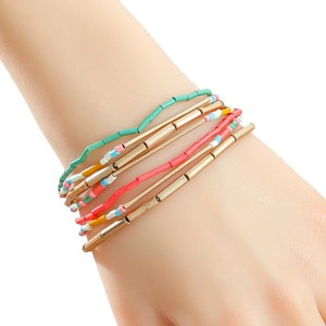 <b>Beaded</b> <b>Bracelets</b> Acrylic Resin Bohemian Style Women's Fashion Jewelry Multi Layer Colorful Stackable <b>Bracelet</b> Set - Product Image 5