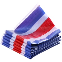 Bâche en PE rayée bleue, rouge et blanche résistante à l'eau pour couverture générale