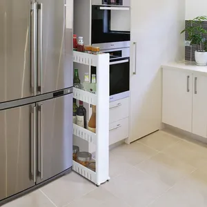 3 kat 4 kat mutfak depolama dolabı yanında buzdolabı dar küçük plastik ince haddeleme depolama organizatör raf