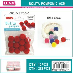 Ilan Bolita Pompom 2.0 Cm Red <b>Wool</b> <b>Craft</b> Decorations - Product Image 1