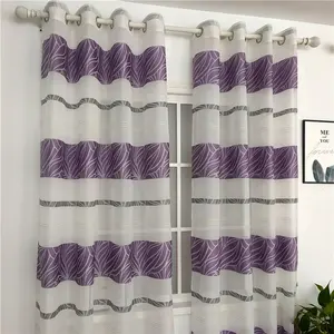Готовые волнистые Роскошные модные жаккардовые дизайнерские темно-фиолетовые прозрачные оконные шторы для гостиной