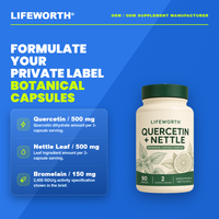 LIFEWORTH - Cápsulas de Quercetina y Ortiga de Marca Privada, Complejo de 500 mg, Suplemento Antioxidante para la Salud de la Próstata, 90 Cápsulas, OEM, ODM