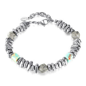 <span class=keywords><strong>Tarzan</strong></span> Stone Pulsera con cuentas geométricas Pulsera <span class=keywords><strong>de</strong></span> acero inoxidable Oro Plata Pulsera para <span class=keywords><strong>mujer</strong></span> Hainon 2270 - Product Image 1