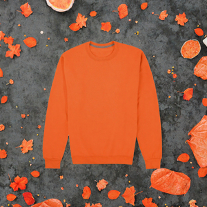 <b>Orange</b> 100% Organic Cotton Fleece Crew Neck Pullover Hoodie Solid Color Autumn Wear - Product Image 3
