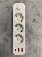 Multiprise 4 prises avec 2 USB-A et 2 USB-C, 16A, 2m, pour prises EU/Allemagne/Corée, 110-250V