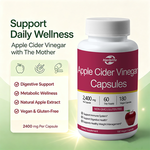 Capsules de vinaigre de cidre de pomme en marque privée OEM, 2400 mg, 180 capsules végétaliennes, sans OGM, sans gluten, soutien immunitaire - Product Image 4