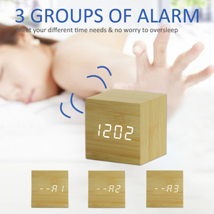 Tùy Chỉnh Thiết Kế Phong Cách Tối Giản Phụ Kiện Duy Nhất Brandable Bàn Giường Mới Lạ Cube Gỗ Làm Cạnh Giường Ngủ Kỹ Thuật Số Máy Tính Để Bàn Đồng Hồ Báo Thức - Product Image 3