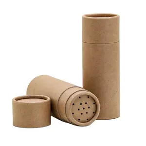 Hot Kraft Karton Papier Tube Jar Craft Verpakking Cosmetische Voedsel Spice Kruiden Poeder Zout Shaker Met Zeef Top