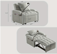 Sofá Cama Individual Convertible Multifuncional Moderno, Silla Cama Ajustable Deslizable de 1 Plaza