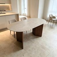 Ensemble table à manger ovale moderne de luxe en bois massif Table à manger en bois avec 4/6 chaises