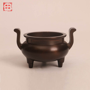 Brûleur d'encens de style antique, grandes et petites tailles, pour offrandes bouddhistes, brûleur d'encens en cuivre pur, adapté à un usage domestique - Product Image 1