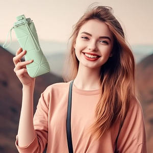 Katlanabilir su şişesi, seyahat için silikon katlanabilir su şişeleri, spor su şişesi - Product Image 2