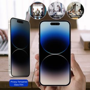 Pelindung layar kaca Tempered, 2 pak HD Anti mata-mata privasi untuk iPhone 11 12 13 14 15 Pro Max Plus - Product Image 6