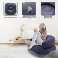 Fauteuil Gonflable Portable Floqué avec Valve Anti-Fuite, Pliable et Épaissi