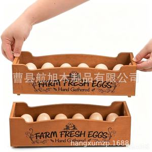 Wooden Egg Storage Box 12.6in X 4.7in With Handle Handcrafted For <b>Kitchen</b> Use - Product Image 2
