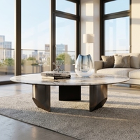 Table à manger ronde moderne de luxe en pierre frittée, plateau en céramique, table centrale avec base en acier inoxydable noir pour salon et hôtel