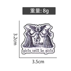 Broche de solapa de esmalte personalizado estilo gótico punk para chicas, divertido, feminista, bruja, gótico, con fundición UV - Product Image 5