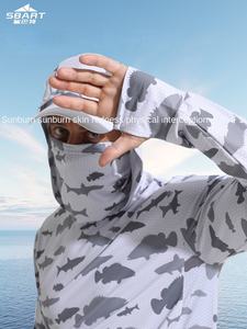 Protezione solare all'aperto UPF50 + abbigliamento da pesca in seta di ghiaccio leggero asciugatura rapida con cappuccio a maniche lunghe t-shirt - Product Image 3