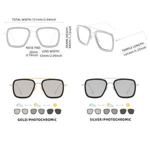 Gafas de sol fotocromáticas de lujo <span class=keywords><strong>Iron</strong></span> <span class=keywords><strong>Man</strong></span> Tony Stark para hombres y mujeres, gafas de sol polarizadas de piloto con marco de metal, <span class=keywords><strong>lentes</strong></span> táctiles - Product Image 5