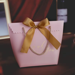 Caja de Regalo de Agradecimiento, Bolsa de Papel con Forma de Bolso, con Asa, Cajas Autoarmables de Papel Artístico, 3 Tamaños, para Eventos de Boda - Product Image 2