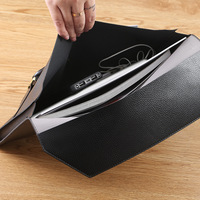Portátil A4 A5 logotipo personalizado tela de bolsillo PU cuero impermeable ignífugo malla cremallera almacenamiento cartera carpeta de archivos bolsa de documentos