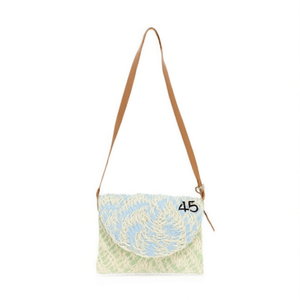 Borsa a Tracolla Bicolore con Patta 28x22cm Design Intrecciato in Carta BOLSO - Product Image 2