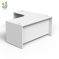 Bureau de direction modulaire IULTRA en cuir, design moderne en forme de L, table de luxe pour PDG, base en bois MDF/MFC écologique noir