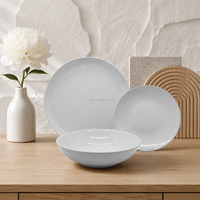 Service de table en porcelaine vintage de luxe personnalisable, 12 ou 16 pièces, avec glaçure réactive bleue, comprenant assiettes, bols et tasses