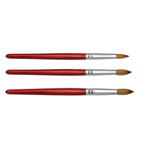Pinceau à ongles en acrylique 100% Kolinsky à manche en bois rouge, marque privée, plusieurs tailles, poils de zibeline, pour manucure en salon - Product Image 1
