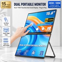 Écran portable triple 15,6 pouces 1080P IPS tactile, extension d'écran d'ordinateur portable en alliage d'aluminium USB-C, pliable intégré