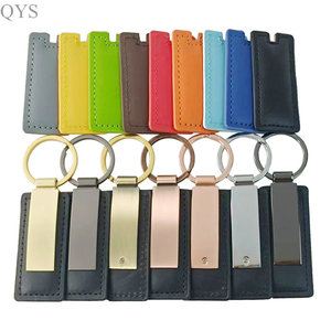 QYS Wholesale Promotional Laser <b>Key</b> <b>Chain</b> Holder Luxury Sublimation Blank Custom <b>Metal</b> Genuine Pu Leather Keychain - Product Image 2