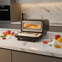 Four à convection électrique 12L en acier inoxydable, appareil à pizza de comptoir avec contrôle numérique du minuterie, fonction de maintien au chaud et pierre à pizza