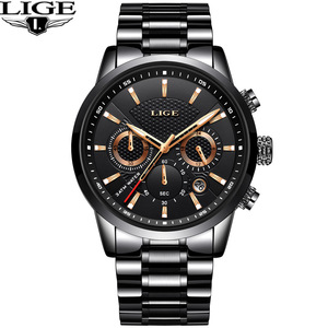 Montre analogique LIGE 9866 pour homme, classique, multifonctionnelle, affichage du calendrier, quartz, boîtier en alliage, bracelet en acrylique, étanche, lumineuse - Product Image 5