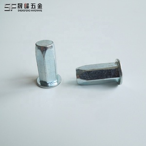 Rivet à tête plate en acier au carbone M10 M12, revêtement zinc, corps hexagonal complet à extrémité fermée pour base d'équipement, fabriqué en Chine - Product Image 1