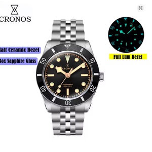 Montres de luxe pour hommes Cronos 2025, 37 mm, Diver BB54, vintage, automatique, lunette en aluminium mat, maillons de bracelet, saphir, 20 bars, L6033 - Product Image 1