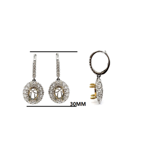 Boucles d'oreilles avec pendentif en diamant blanc et jaune, bijoux fins, tendance, polissage élevé 14k, or 100% naturel, pour femmes - Product Image 2