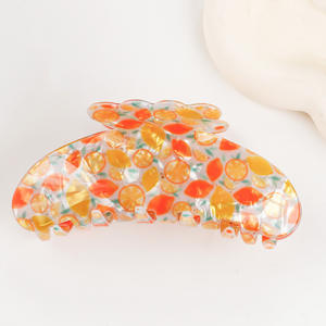 Pinzas para el pelo con estampado de frutas coreanas, bonitas y sencillas, con diseño de cereza, pinzas de tiburón para niñas y mujeres, decoración de cola de caballo de acrílico, joyería - Product Image 4