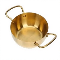 Casserole en cuivre de qualité supérieure avec deux poignées, portable, capacité 1-2L, sans revêtement, design minimaliste, compatible gaz et induction