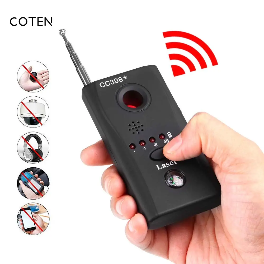 Tragbarer Anti-Spy-Abluft-Finder CC308 Drahtloses Signal RF Bug Versteckter Kamera-Detektor Anti-Spionage-Detektor